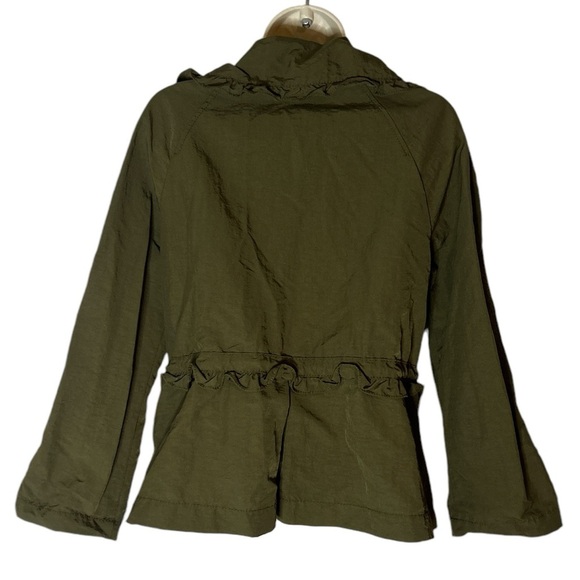 Loft army green jacket with front zipper and drawstring waist size MP - Picture 2 of 6